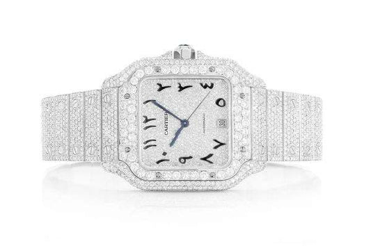 Arabian Number Iced Out Automatic Moissanite Diamond Watch