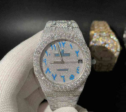 Classic Moissanite Diamond Automatic Movement Two Tone Watch in Stainless Steel