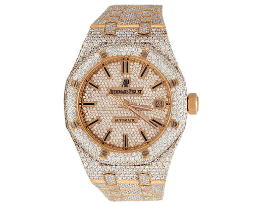 Classic Moissanite Diamond Iced Out Bust Down Automatic Watch