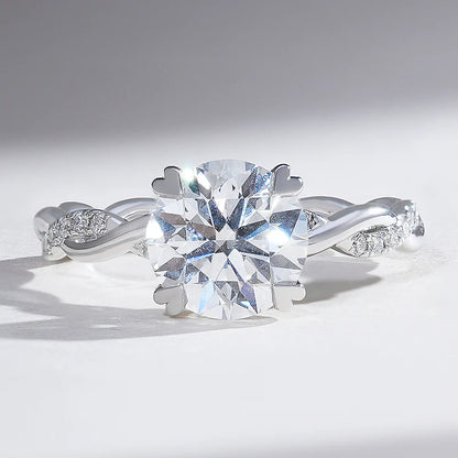 Petite Twisted Vine Moissanite Engagement Ring – Round Cut Promise Ring for Women in 925 Sterling Silver