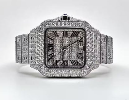 MW Moissanite Premium Rectangle White Dial Bust Down D Moissanite d  Bust Down Square  Dial Premium Fully   Iced Out  MW_C1065