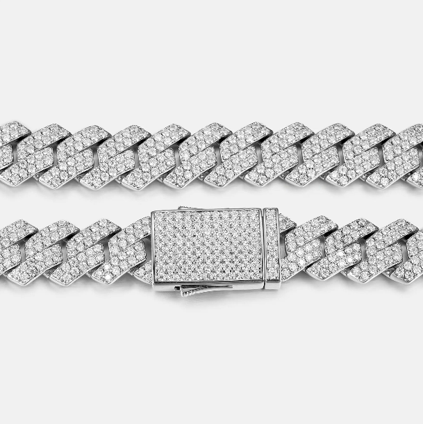 MW Lavish 10MM Prong Cuban 925 Sterling Silver VVS Moissanite  Link Bracelet Hip Hop MW_CB1035