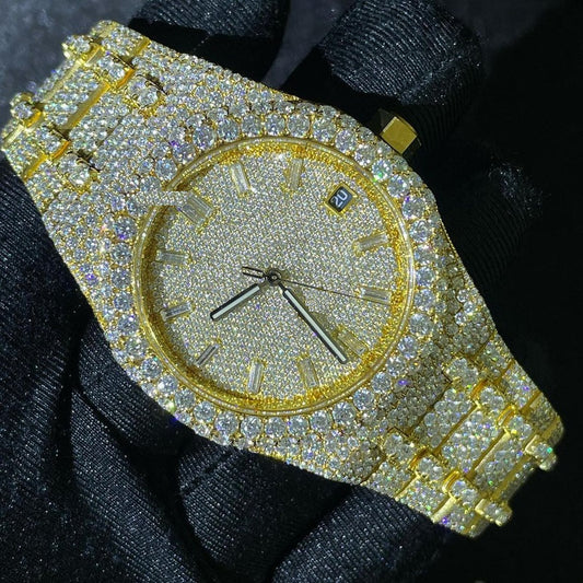 MW Lavish Shinny Round Dial VVS Moissanite Premium Watch Iced Out Hip Hop Watch MW_AP1018