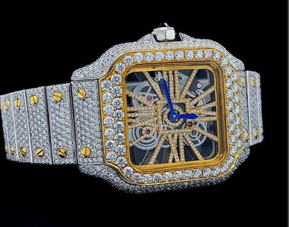 MW Moissanite Luxury Gold Dial Bust Down D Moissanite d  Bust Down Square  Dial Premium Fully   Iced Out  MW_C1063