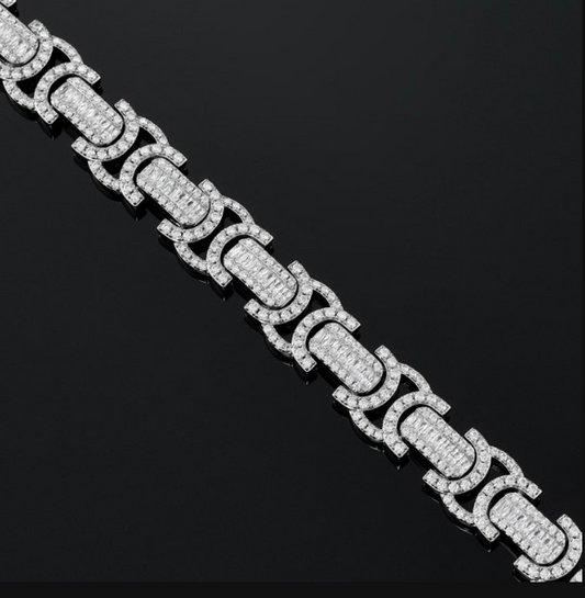 MW Classic VVS Moissanite 925 Sterling Silver 12MM Byzantine Link Bracelet Hip Hop MW_CB1039