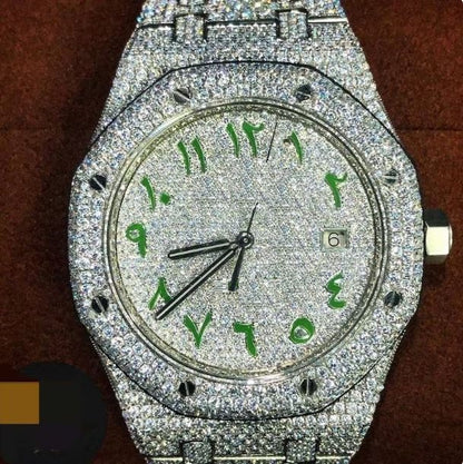 MW Gorgeous Arabic Dial VVS Moissanite Iced Out Hip Hop Stainless Round Watch MW_AP1012