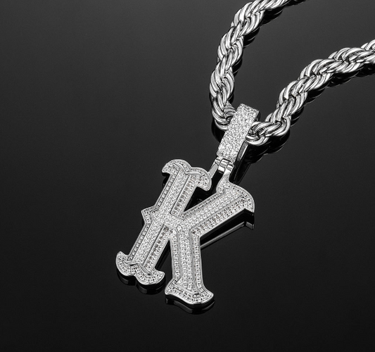 MW Lavish VVS Moissanite Custom K Alphabet Pendant 925 Sterling Silver Hip Hop MW_P1002