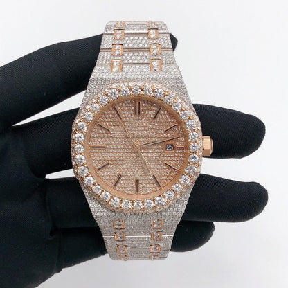 MW Unique Round Dial VVS Moissanite Luxury Watch Iced Out Hip Hop Watch MW_AP1015