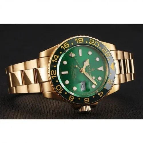 "Ro GMT-Master II 40mm Green Dial 116718 GSO Yellow Gold Luxury Watch – Swiss ETA Automatic 1:1 Super Clone Replica"
