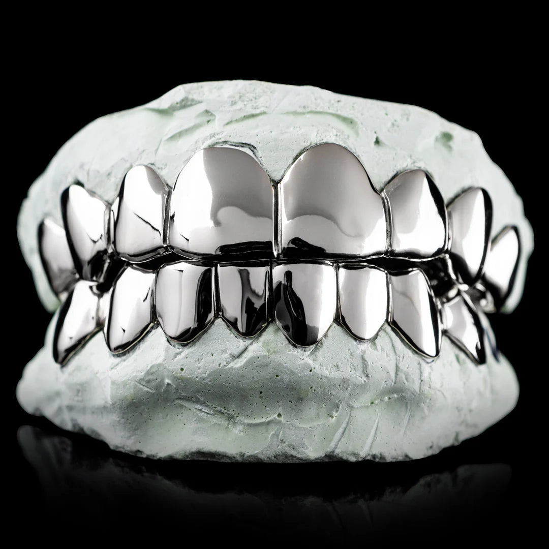 "Solid .925 Sterling Silver Deep Cut Moissanite Grillz for Women – Iced Out Diamond-Look Custom Teeth Jewelry"