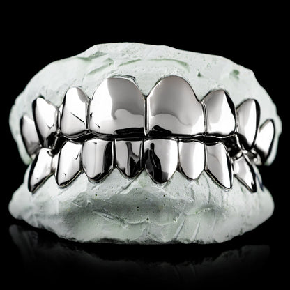 "Solid .925 Sterling Silver Deep Cut Moissanite Grillz for Women – Iced Out Diamond-Look Custom Teeth Jewelry"