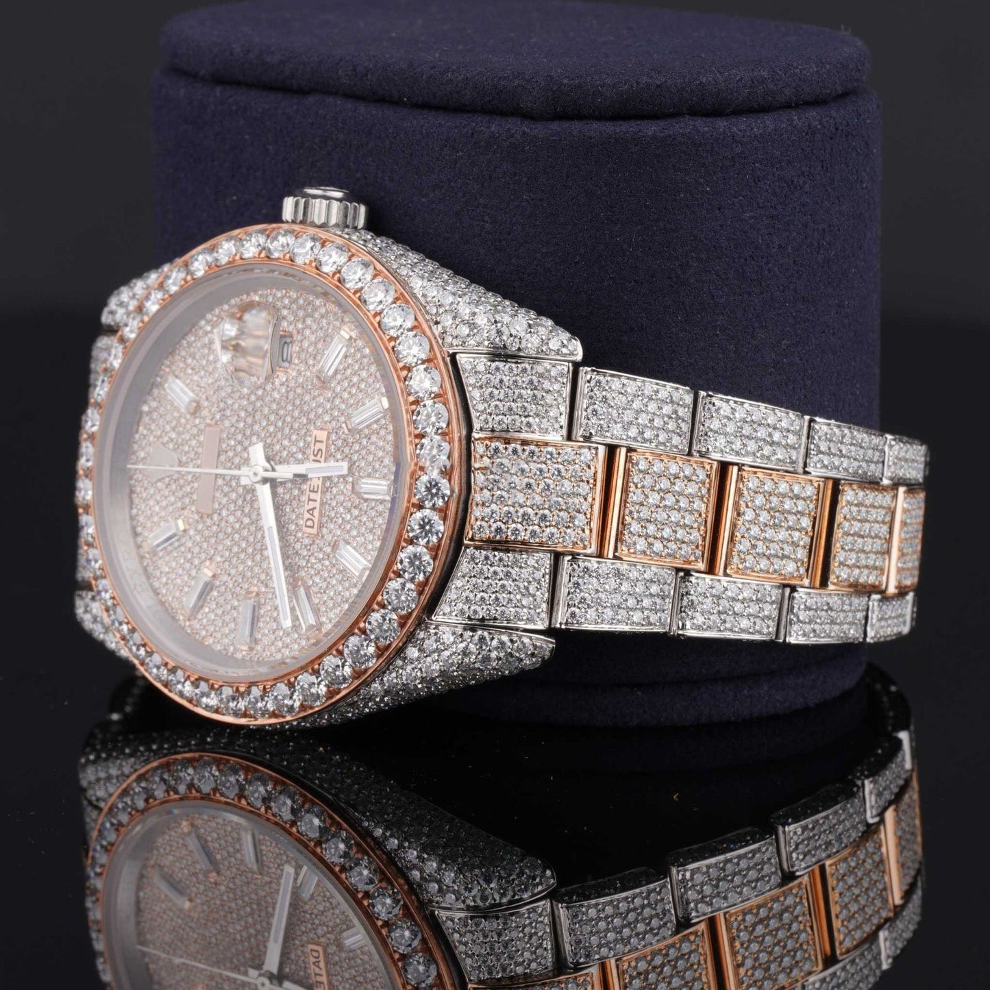 Fully Iced Out Hip Hop Two-Tone Moissanite Watch – Luxury Bling Timepiece for Men, Ultimate Shine & Statement Style