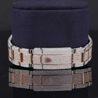 Fully Iced Out Hip Hop Two-Tone Moissanite Watch – Luxury Bling Timepiece for Men, Ultimate Shine & Statement Style