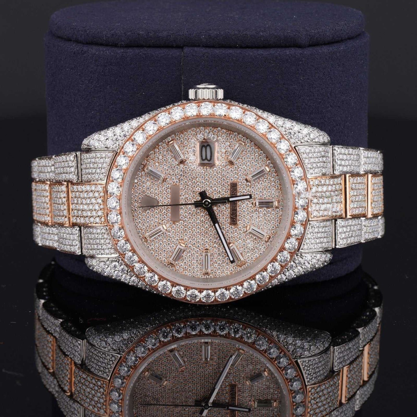 Fully Iced Out Hip Hop Two-Tone Moissanite Watch – Luxury Bling Timepiece for Men, Ultimate Shine & Statement Style