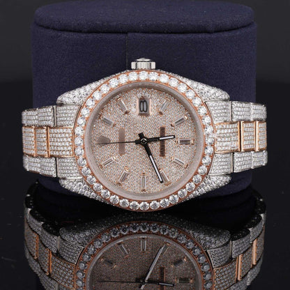 Fully Iced Out Hip Hop Two-Tone Moissanite Watch – Luxury Bling Timepiece for Men, Ultimate Shine & Statement Style