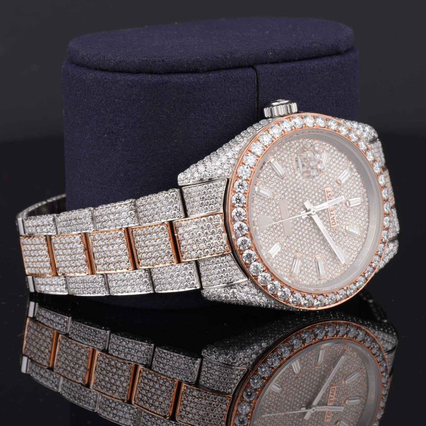 Fully Iced Out Hip Hop Two-Tone Moissanite Watch – Luxury Bling Timepiece for Men, Ultimate Shine & Statement Style