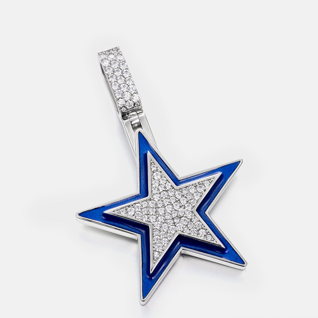 MW Unique VVS Moissanite 925 Sterling Silver Star Shape Pentagram Pendant Hip Hop MW_P1034