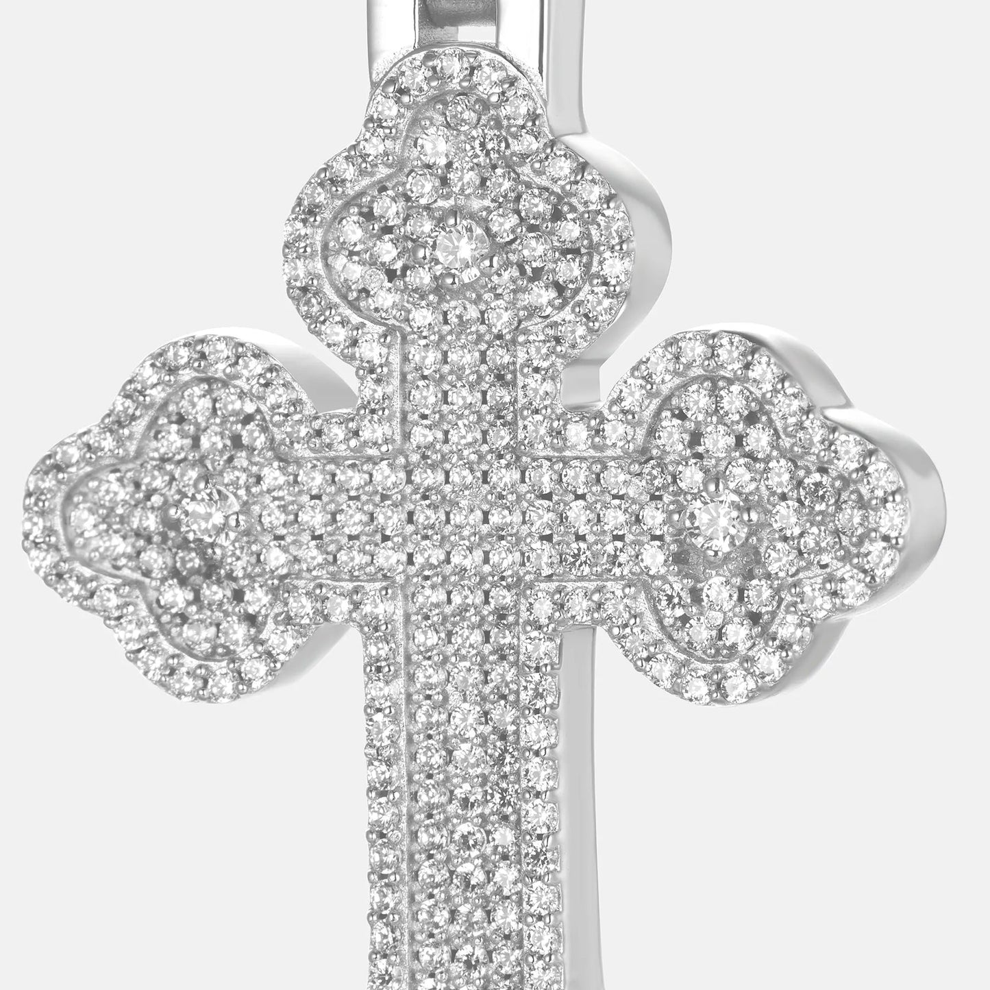 MW Gorgeous VVS Moissanite 925 Sterling Silver Flower Bud Cross Pendant Hip Hop  MW_P1037