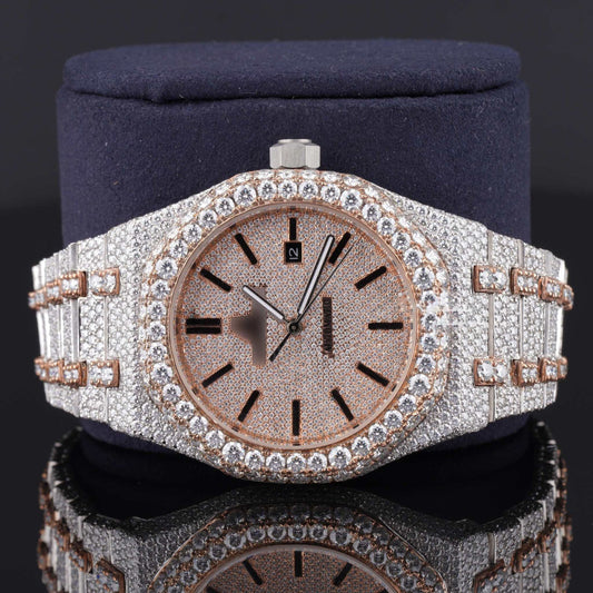 Classic Moissanite Diamond Iced-Out Bust Down Automatic Watch – Luxury Bling Timepiece for Ultimate Style & Shine