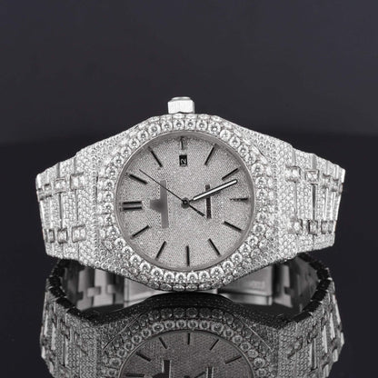 Elegant Iced-Out Moissanite Watch for Men – Sapphire Crystal Glass, Luxury Bling Timepiece with Ultimate Shine & Style