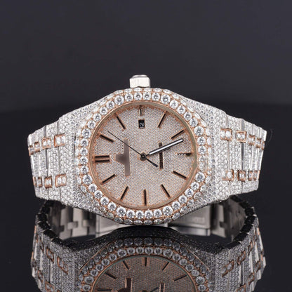 Elegant Iced-Out Moissanite Watch for Men – Sapphire Crystal Glass, Luxury Bling Timepiece with Ultimate Shine & Style