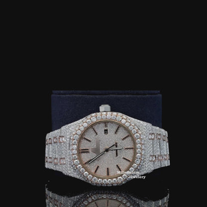 Elegant Iced-Out Moissanite Watch for Men – Sapphire Crystal Glass, Luxury Bling Timepiece with Ultimate Shine & Style