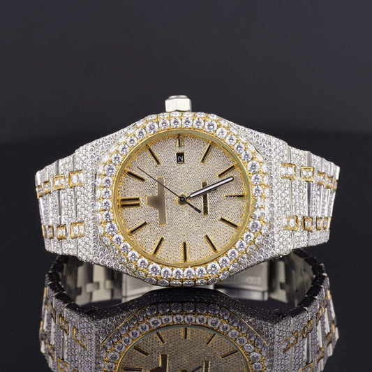 Elegant Iced-Out Moissanite Watch for Men – Sapphire Crystal Glass, Luxury Bling Timepiece with Ultimate Shine & Style