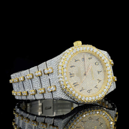 Luxury Moissanite Watch – Iced-Out, Arabic Numerals, Automatic Movement, Premium Bling Timepiece for Men