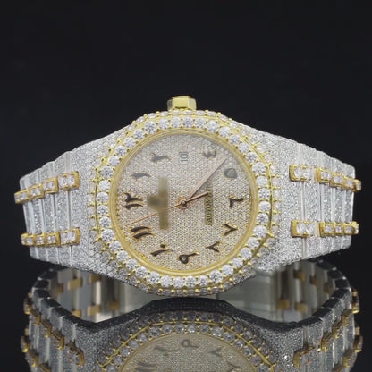 Luxury Moissanite Watch – Iced-Out, Arabic Numerals, Automatic Movement, Premium Bling Timepiece for Men