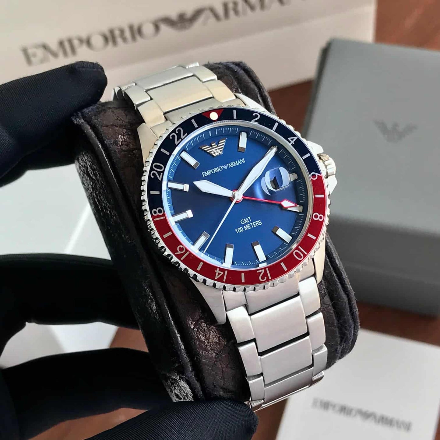 "Emporio Armani AR11590 Diver GMT Blue Dial 43mm Men’s Watch – Japanese Automatic Movement 1:1 Super Clone Replica"