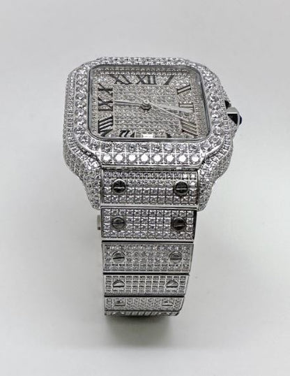 MW Moissanite Premium Rectangle White Dial Bust Down D Moissanite d  Bust Down Square  Dial Premium Fully   Iced Out  MW_C1065