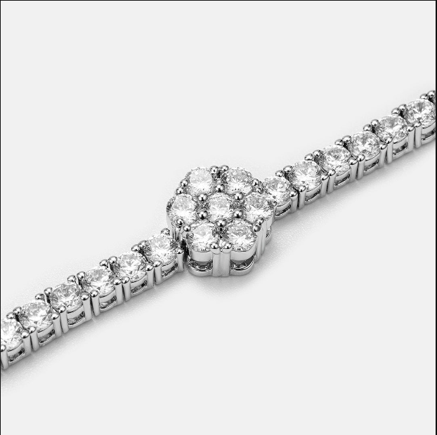 MW Luxury VVS Moissanite 925 Sterling Silver Cluster Hexagon Bracelet Hip Hop MW_CB1038