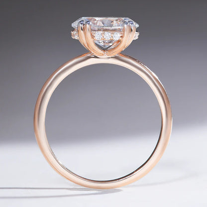 2 Carat Oval Moissanite & Lab Grown Diamond East West Engagement Ring – Two Tone Cathedral Solitaire 925 Silver Ring
