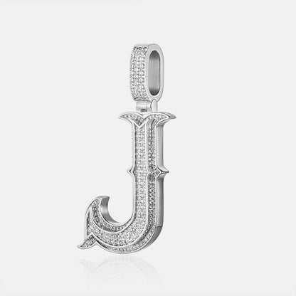 MW Premium VVS Moissanite Custom J Alphabet Pendant 925 Sterling Silver Hip Hop MW_P1031