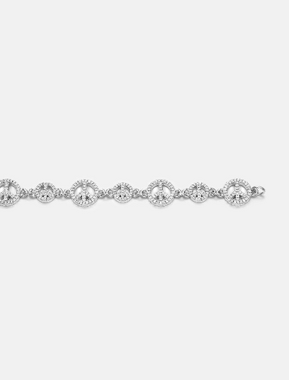 MW Premium VVS Moissanite 925 Sterling Silver Peace Sign Bracelet Hip Hop MW_CB1032