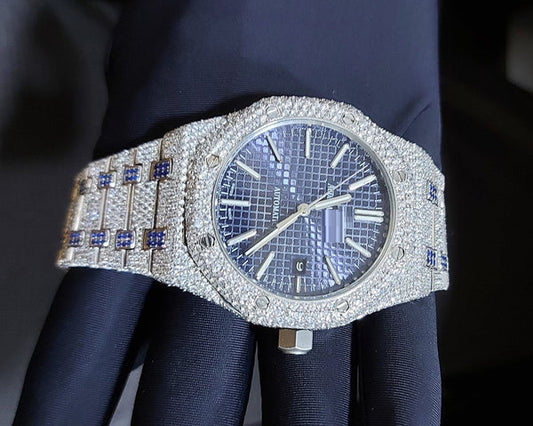 MW Lavish Shinny Round Dial VVS Moissanite  Stainless Steel Watch Iced Out Hip Hop Watch MW_AP1056