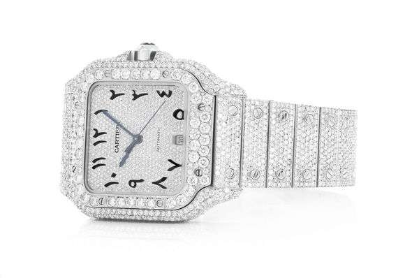 Arabian Number Iced Out Automatic Moissanite Diamond Watch