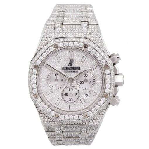 VVS Moissanite Diamond Full Iced Men's Wrist Watch, Stainless Steel Chronograph, 42mm Luxury Watch