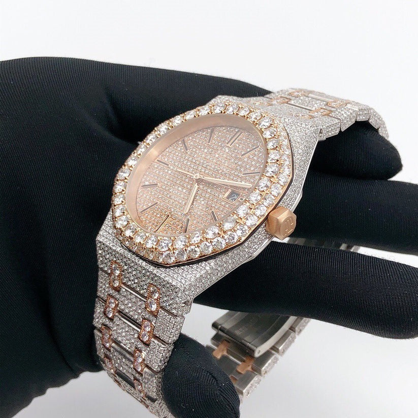 MW Unique Round Dial VVS Moissanite Luxury Watch Iced Out Hip Hop Watch MW_AP1015