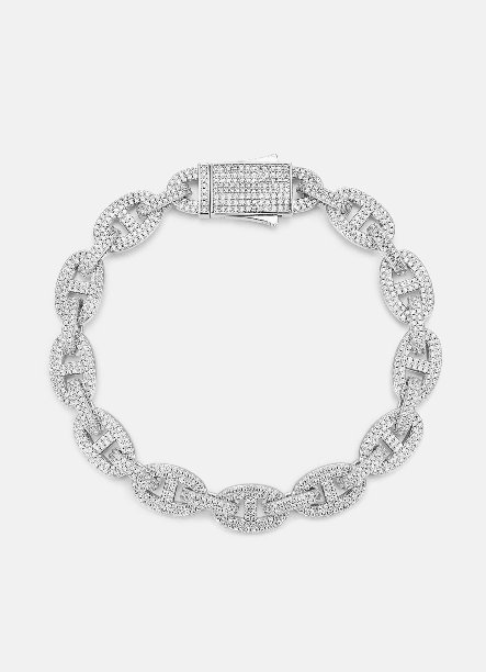 MW Unique VVS Moissanite 925 Sterling Silver 8MM G-Link Bracelet Hip Hop MW_CB1033