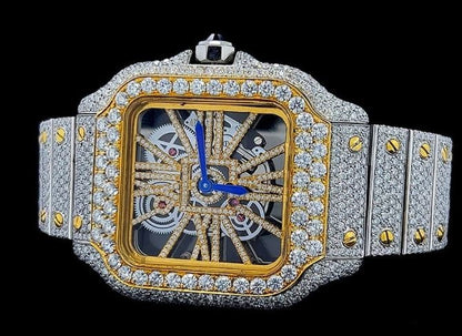 MW Moissanite Luxury Gold Dial Bust Down D Moissanite d  Bust Down Square  Dial Premium Fully   Iced Out  MW_C1063