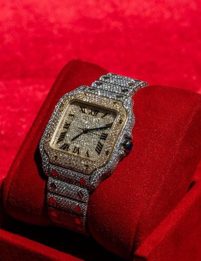 MW Moissanite Luxury Square Roman Dial Stainless Steel  Studded Watch Hip Hop Bust Down VVS  Iced Out  Personalized Custom Watch MW_C1015