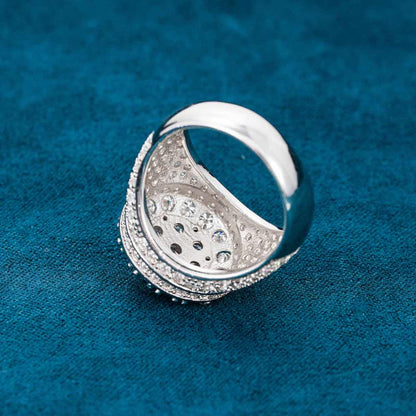 Moissanite Prong Dome Ring – Iced Out VVS D-Color 925 Sterling Silver Bubble Band Statement Ring for Men & Women"