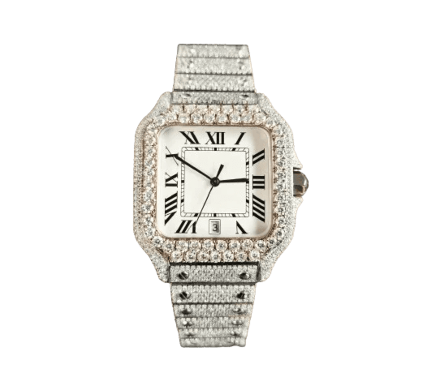 Fully Iced Out Automatic Classic Moissanite Diamond Watch Buss Down Watch in Stainless Steel