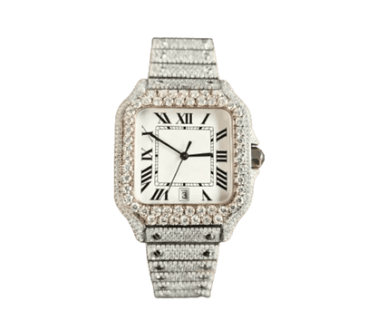 Fully Iced Out Automatic Classic Moissanite Diamond Watch Buss Down Watch in Stainless Steel