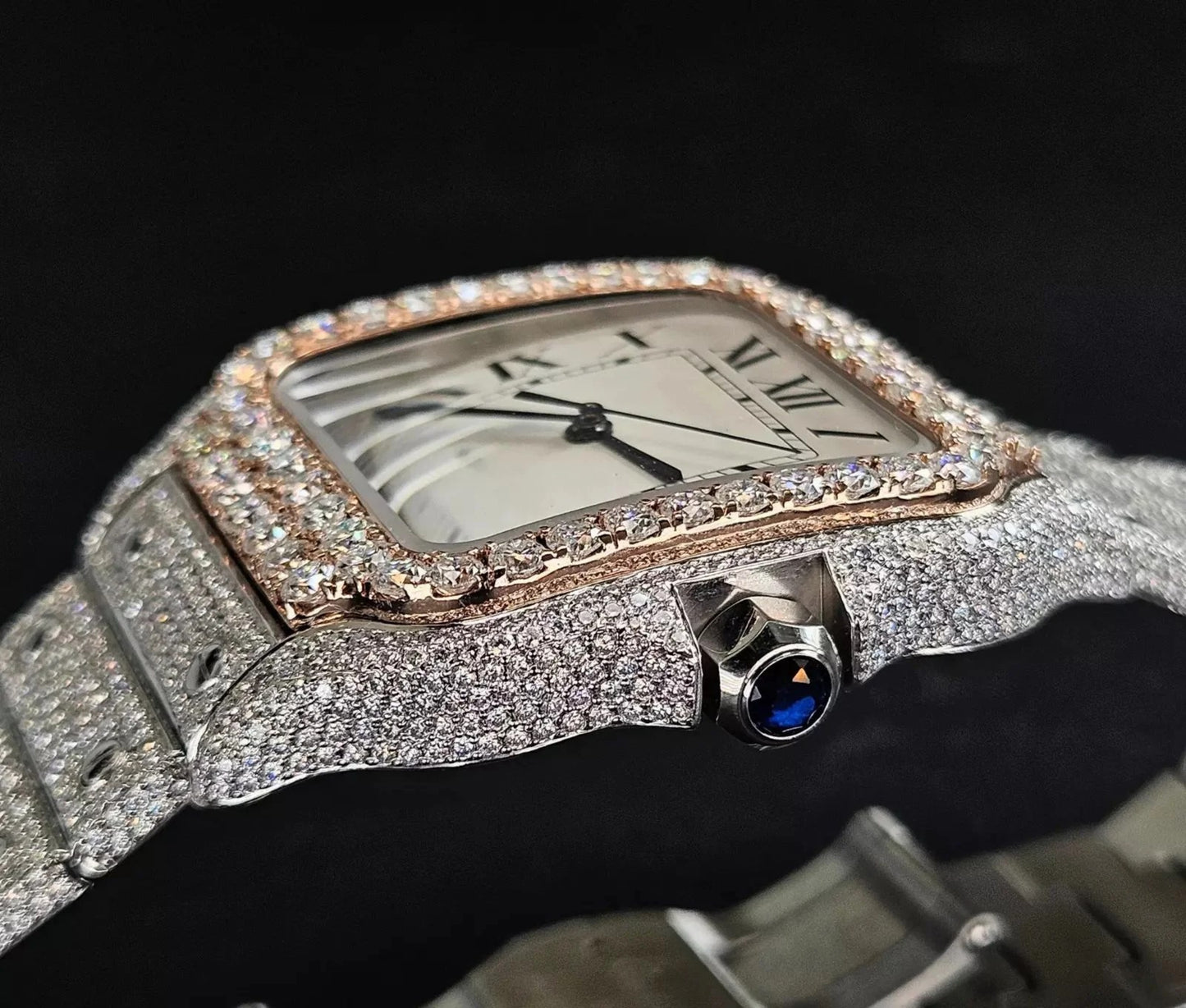 Fully Iced Out Automatic Classic Moissanite Diamond Watch Buss Down Watch in Stainless Steel