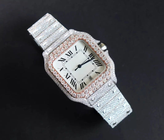 Fully Iced Out Automatic Classic Moissanite Diamond Watch Buss Down Watch in Stainless Steel