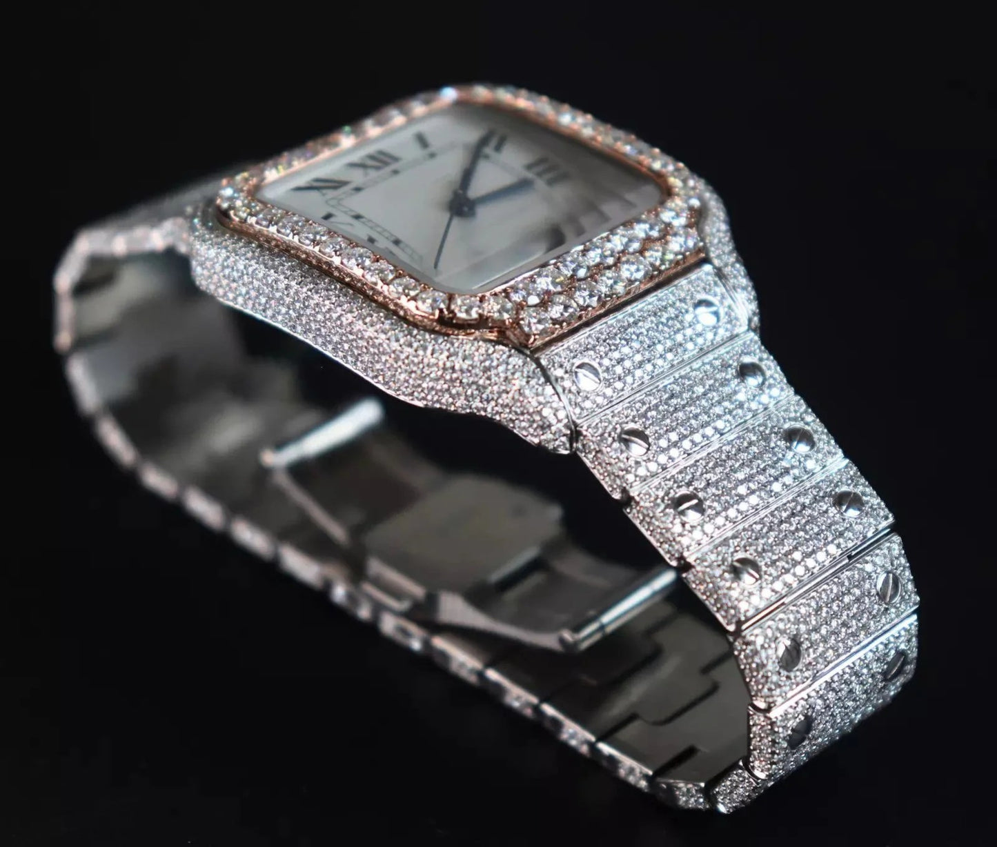 Fully Iced Out Automatic Classic Moissanite Diamond Watch Buss Down Watch in Stainless Steel