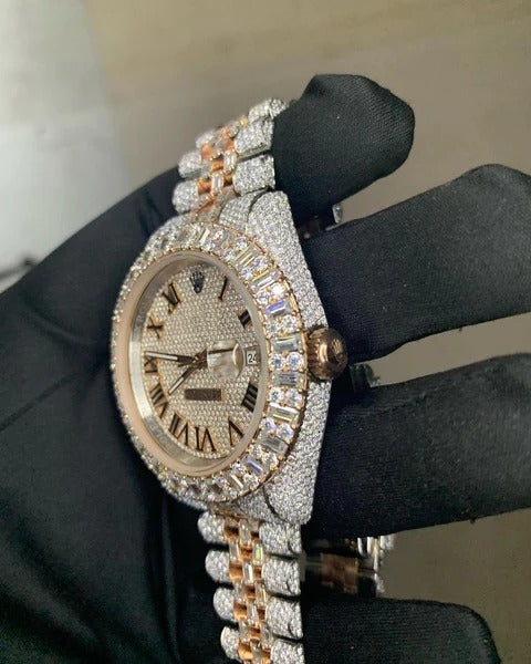 MW Premium Watch Roman  Dial Moissanite Iced Out Hip Hop Bust Down Watch  Studded Movement Watch Fully Iced out Watch MW_R1039