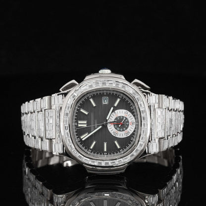 Exceptional Iced-Out Moissanite Watch – Automatic Chronograph, Waterproof Luxury Timepiece for Men